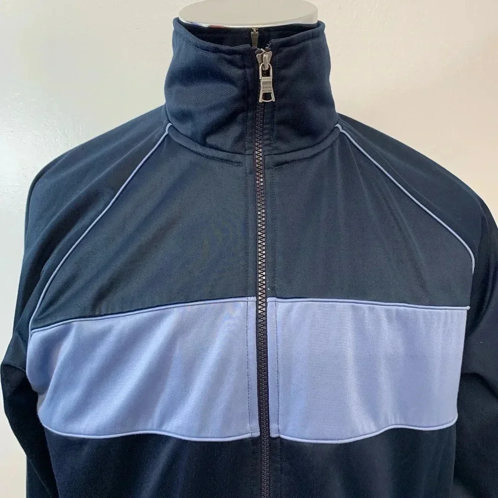 Banana Republic Men Sweatshirt XL Full Zip Blue Color Block Fleece Lined Pockets